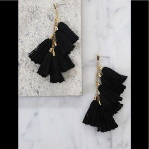 Black &Gold Tassel earrings (Never been worn)
